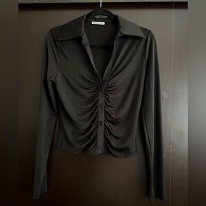 Reformation black jersey button down